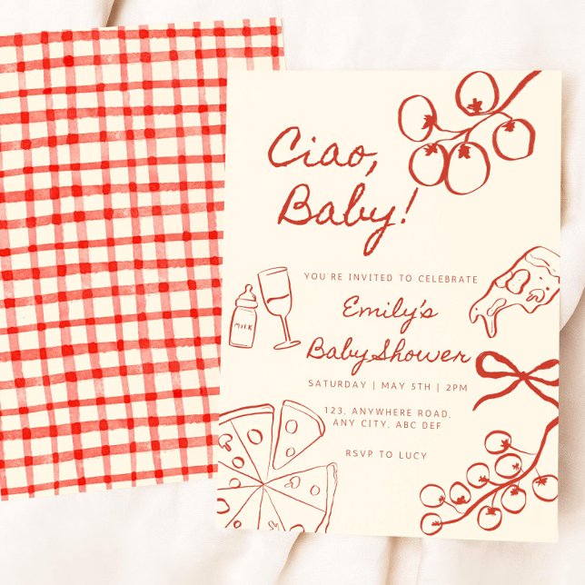 Invitation Ciao Baby Shower Invitation: Hand Drawn Italian In (Créateur téléchargé)