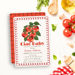Invitation Ciao Baby Tomate Rouge Fête Prénatale Italienne