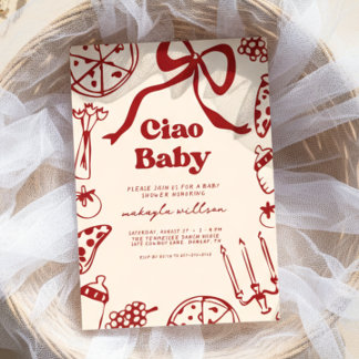 Invitation Ciao Baby Whimsical Italian Pizza Baby Shower