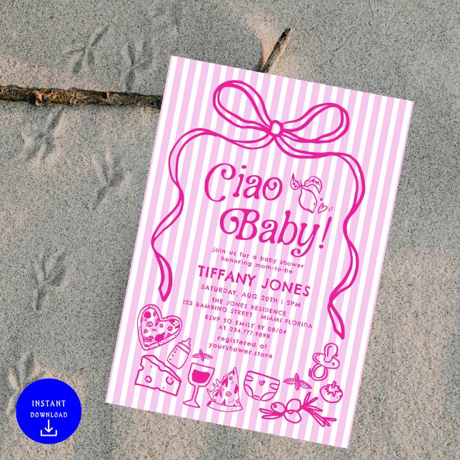Invitation Ciao Baby Whimsical Italien Lemons Baby shower (Créateur téléchargé)