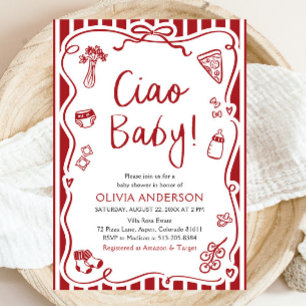 Invitation Ciao Baby Whimsical Italien Pizza Baby shower mign