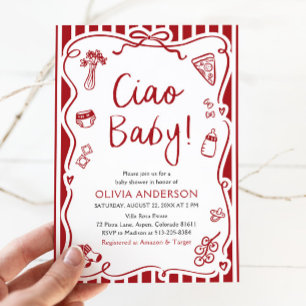 Invitation Ciao Baby Whimsical Italien Pizza Baby shower mign