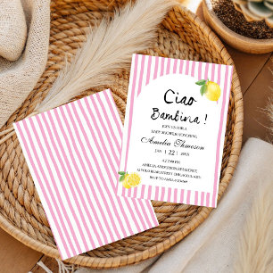 Invitation Ciao bambina Fête de Naissance Citron Italien Bébé