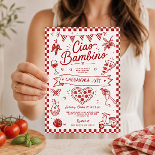 Invitation Ciao Bambino : Baby Shower à l'italienne dessiné à