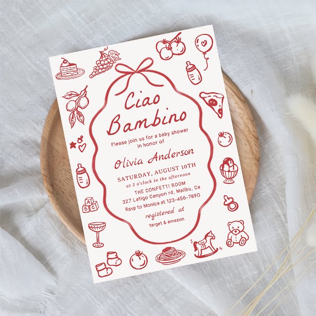 Invitation Ciao Bambino Baby shower de citron italien tiré à  (Créateur téléchargé)