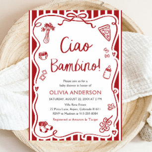 Invitation Ciao Bambino Baby shower de pizza italienne Whimsi