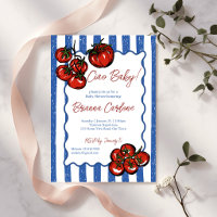 Ciao bébé tomate rayures bleues Baby shower italie