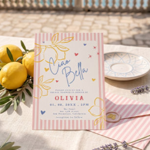 Invitation Ciao Bella citron italien mariage main levée