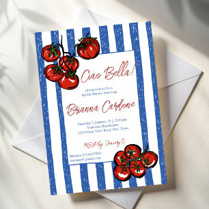 Invitation Ciao bella tomate bleu douche de mariage italienne