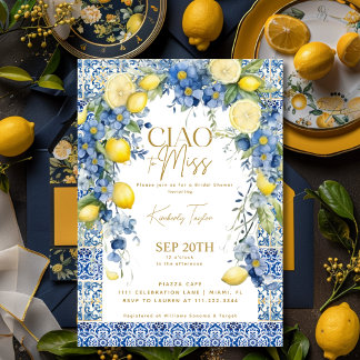 Invitation Ciao To Miss Italie Citron Carreaux Bleus Fête des