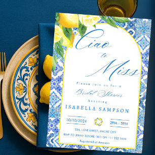 Invitation Ciao to Miss Lemon Blue Tiles Italie Fête des mari
