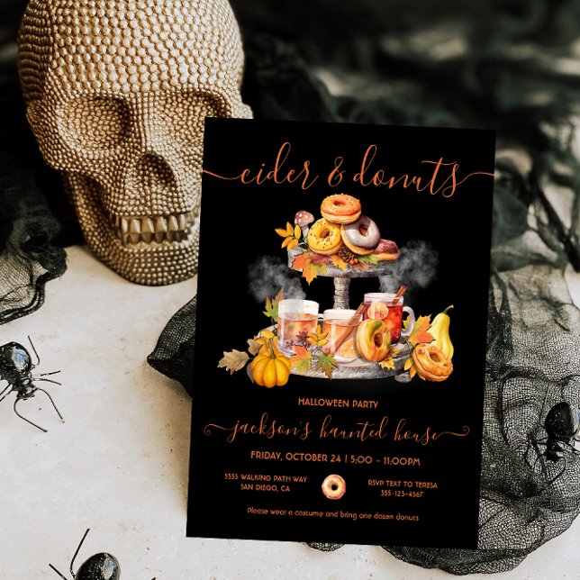 Invitation Cidre et beignets Fête d'Halloween d'automne (Créateur téléchargé)