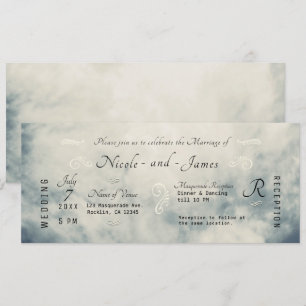 Invitation Ciel Abstrait Moderne Mariage Aquarelle Vintage