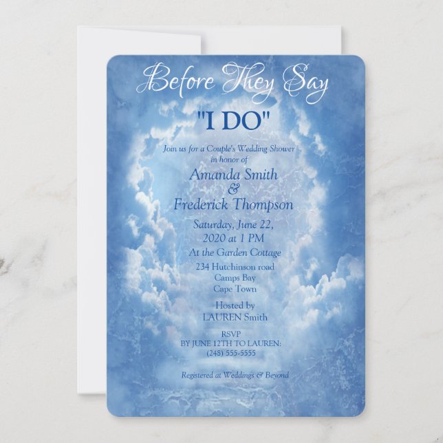 Invitation Ciel bleu clair avec Wedding shower nuages (Devant)
