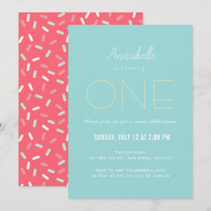 Invitation Ciel bleu minimaliste x Red Girl 1er anniversaire