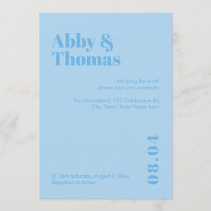 Invitation Ciel bleu moderne minimaliste simple Mariage gras