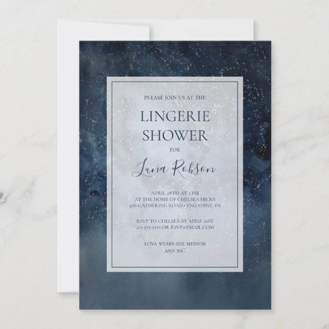 Invitation Ciel Céleste De Nuit Avec Cadre Lingerie Douche (Devant)