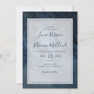 Invitation Ciel Céleste De Nuit Avec Cadre Tout En Un Mariage