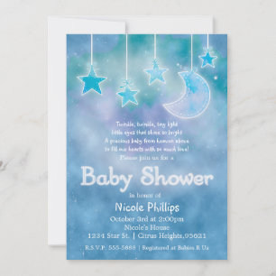 Invitation Ciel céleste Galaxie Lune & Étoiles BABY SHOWER