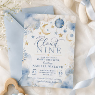 Invitation Ciel de Lune et Étoiles Baby Shower