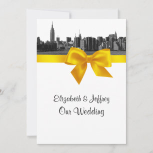 Invitation Ciel de NYC large en noir et blanc jaune Mariage