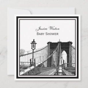 Invitation Ciel de NYC Pont de Brooklyn #2 SQ Baby Shower