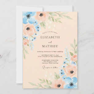 Invitation Ciel de pêche bleu mariage printanier immaculé