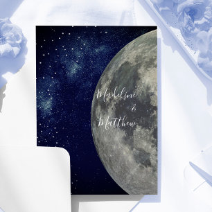Invitation Ciel du Soir Lune Étoiles Bleu  Mariage