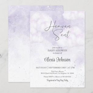 Invitation Ciel envoyé Baby shower pourpre