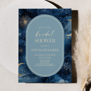 Invitation Ciel Étoilé Bleu Or Mariage Shower