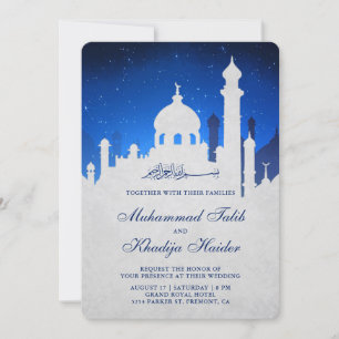 Invitation Ciel nocturne bleu mariage arabe islamique musulma