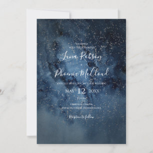 Invitation Ciel nocturne céleste   Mariage Silver All In One