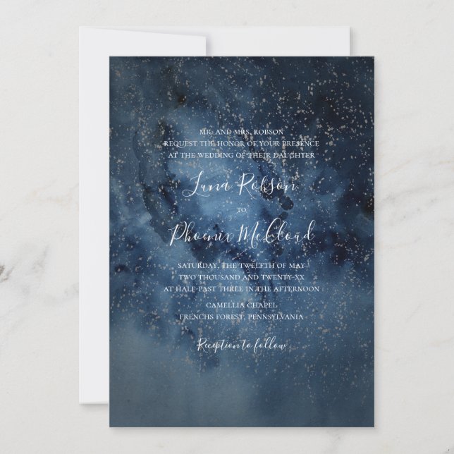 Invitation Ciel nocturne céleste | Mariage traditionnel Argen (Devant)