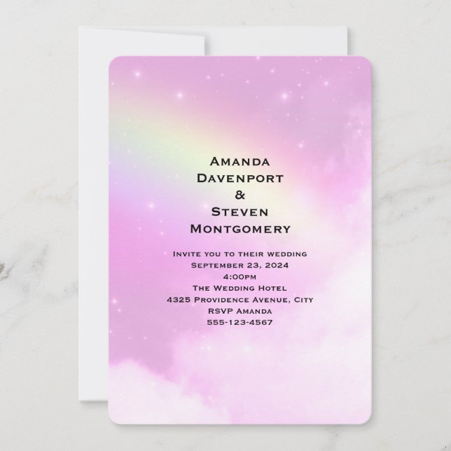Invitation Ciel rose avec citron jaune arc-en-ciel Mariage (Devant)