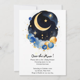 Invitation Ciel scintillant Baby Shower Thème Lune & Étoiles