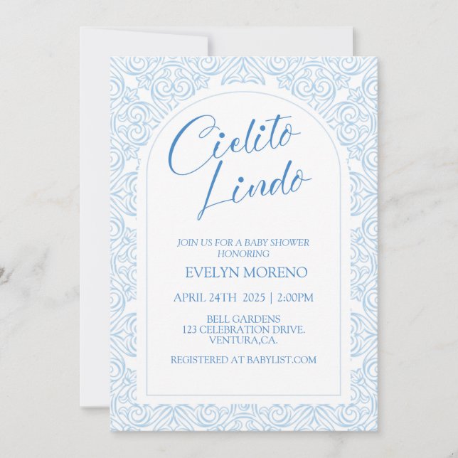 Invitation Cielito Lindo Baby Shower , Baby Shower, Bébé Garç (Devant)