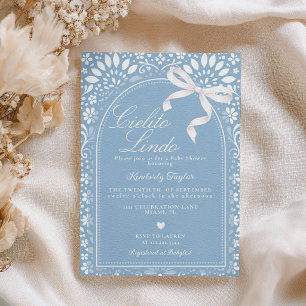 Invitation Cielito Lindo Baby Shower Bleu Papel Picado