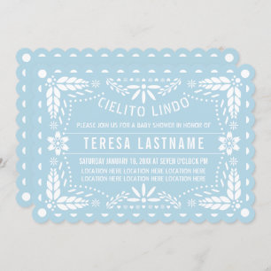 Invitation Cielito lindo bébé papillon bleu baby shower picad