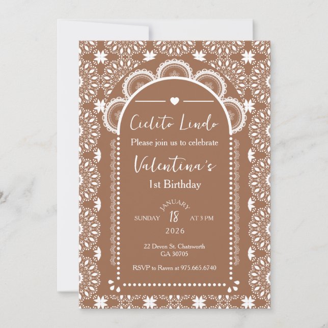 Invitation Cielito Lindo Beige 1er anniversaire (Devant)