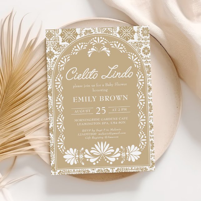 Invitation Cielito lindo beige baby shower mexicain Invitatio (Créateur téléchargé)