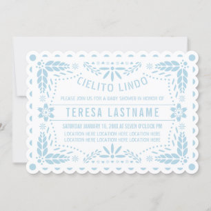 Invitation Cielito Lindo bleu papillon picado bébé douche