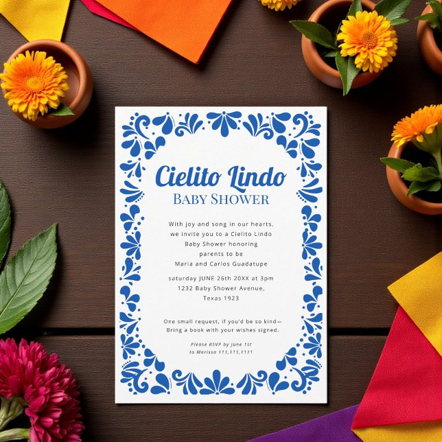 Invitation Cielito Lindo  blue white all in one  (Créateur téléchargé)
