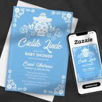 Cielito Lindo Crâne de Sucre Bleu Baby Shower Mexi