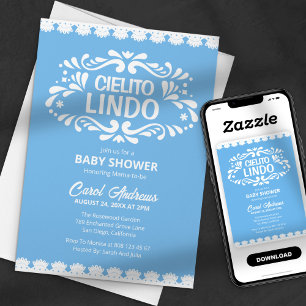 Invitation Cielito Lindo Dentelle Bleue Fille Mexicaine Baby 