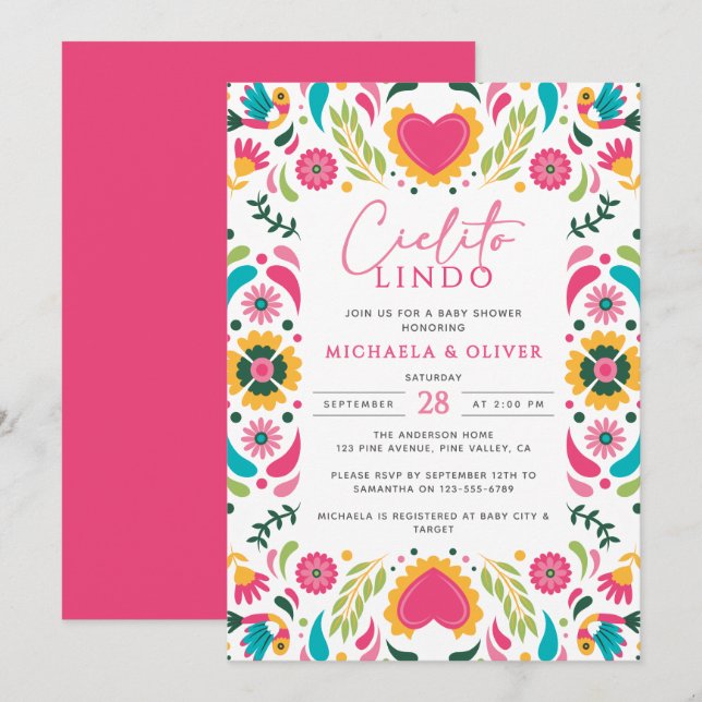 Invitation Cielito Lindo Mexicaine Talavera Carrelage Baby sh (Devant / Derrière)