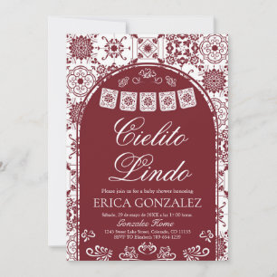 Invitation Cielito Lindo Papel Picado Baby Shower Bourgogne