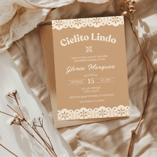 Invitation Cielito Lindo Papel Picado Baby shower neutre