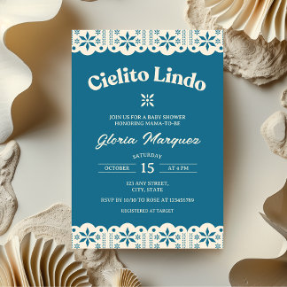 Invitation Cielito Lindo Papel Picado Blue Boy Baby shower