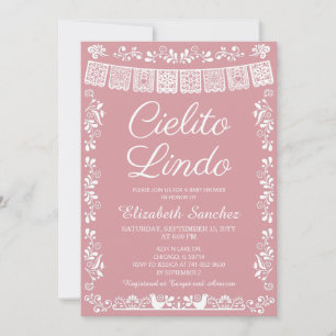 Invitation Cielito Lindo Rose Clair Fête Prénatale Papier Déc