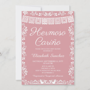 Invitation Cielito Lindo Rose Pâle Hermoso Cariño Baby Shower